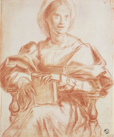 Study of a seated woman holding a book by Andrea del Sarto